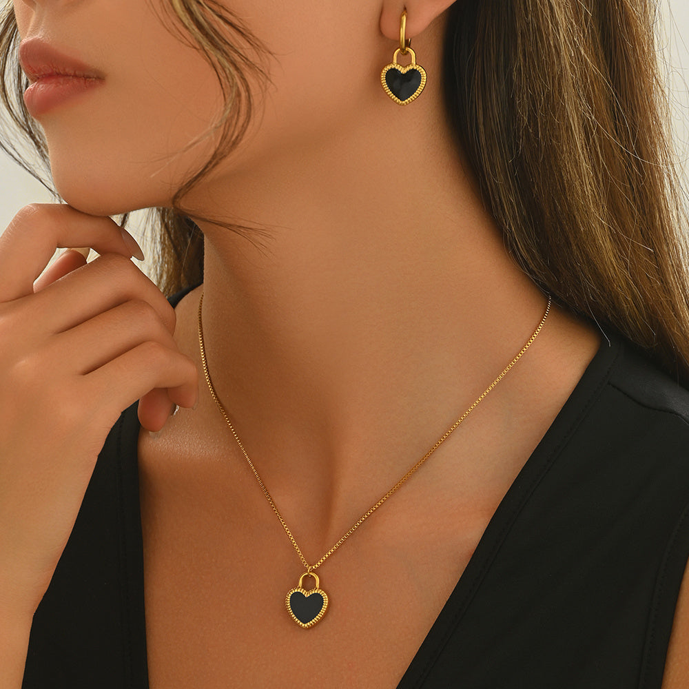 Lxalry 18K Gold Plated Stainless Steel Heart Mirror Jewelry Set Hypoallergenic Skin Safe Necklace Earrings For Daily Evening Never Fade Luxury Gift For Her