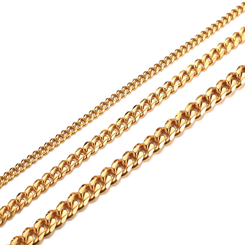 European And American Style Cuban Link Chain Women's Twin Gold Necklace